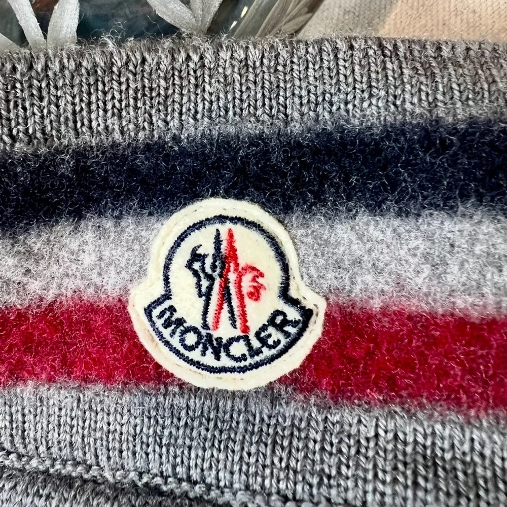 Moncler NWT Virgin Wool Grey Tri Color Gloves XL Unisex - Picture 5 of 7